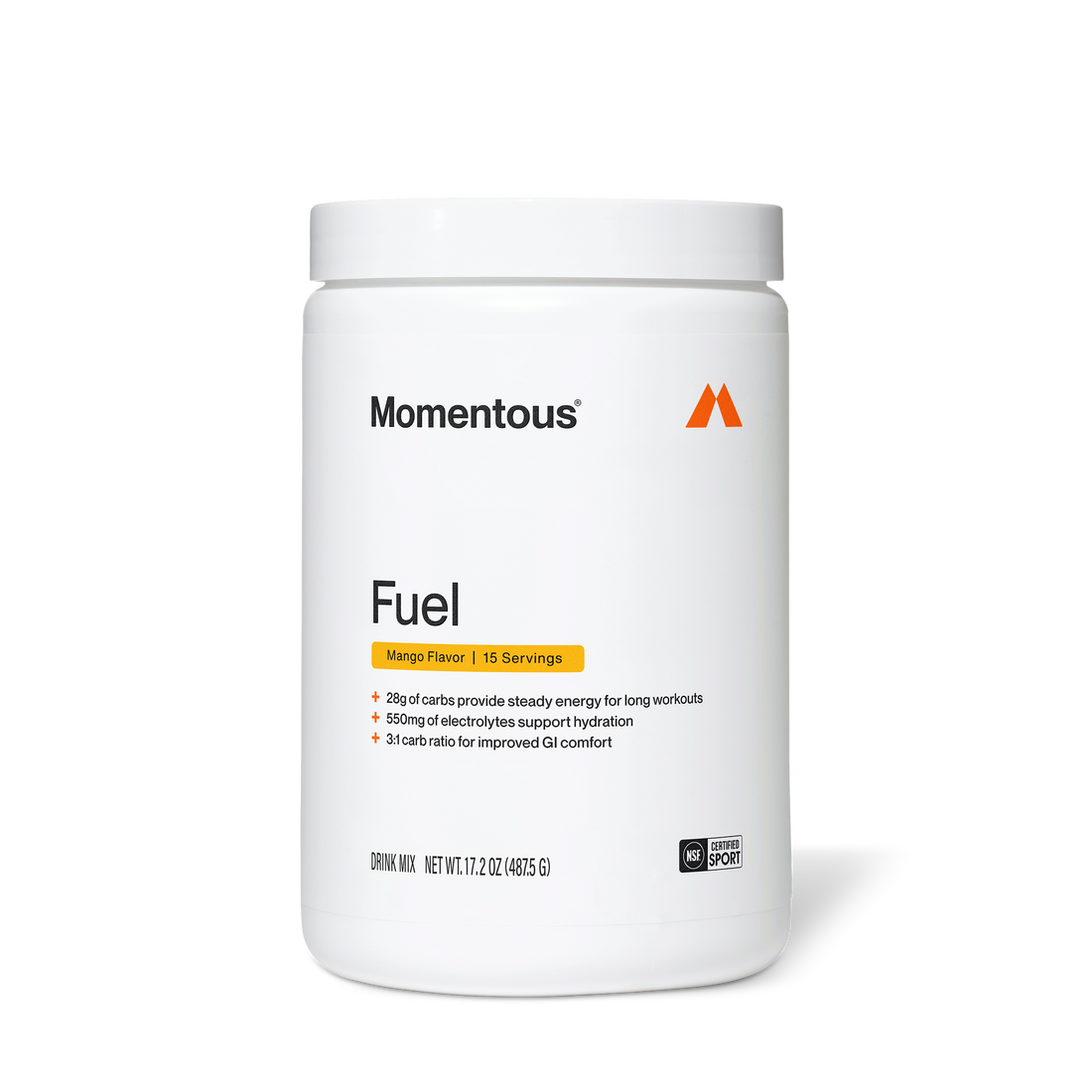 Momentous Fuel Mango Carbohydrate & Electrolyte Powder | 15 Servings — front product image