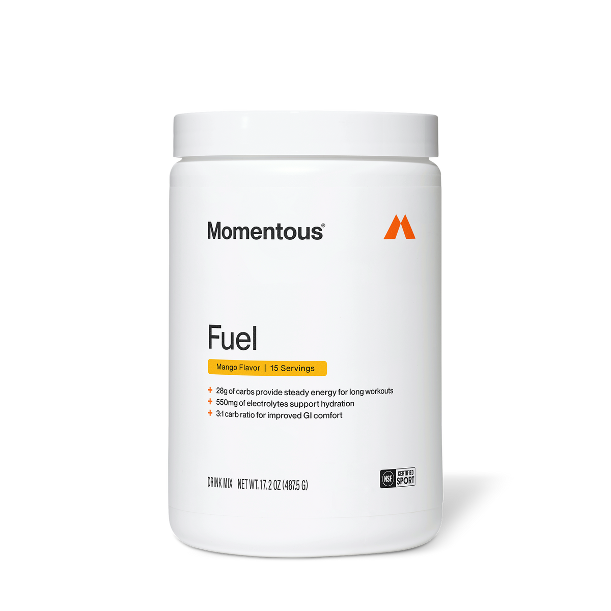 Momentous Fuel Mango Carbohydrate & Electrolyte Powder | 15 Servings — front product image