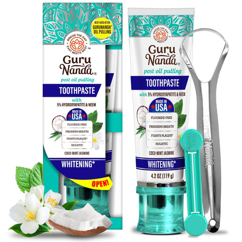 GuruNanda Fluoride Free Whitening Toothpaste w/Hydroxyapatite & Neem, 4.2 oz