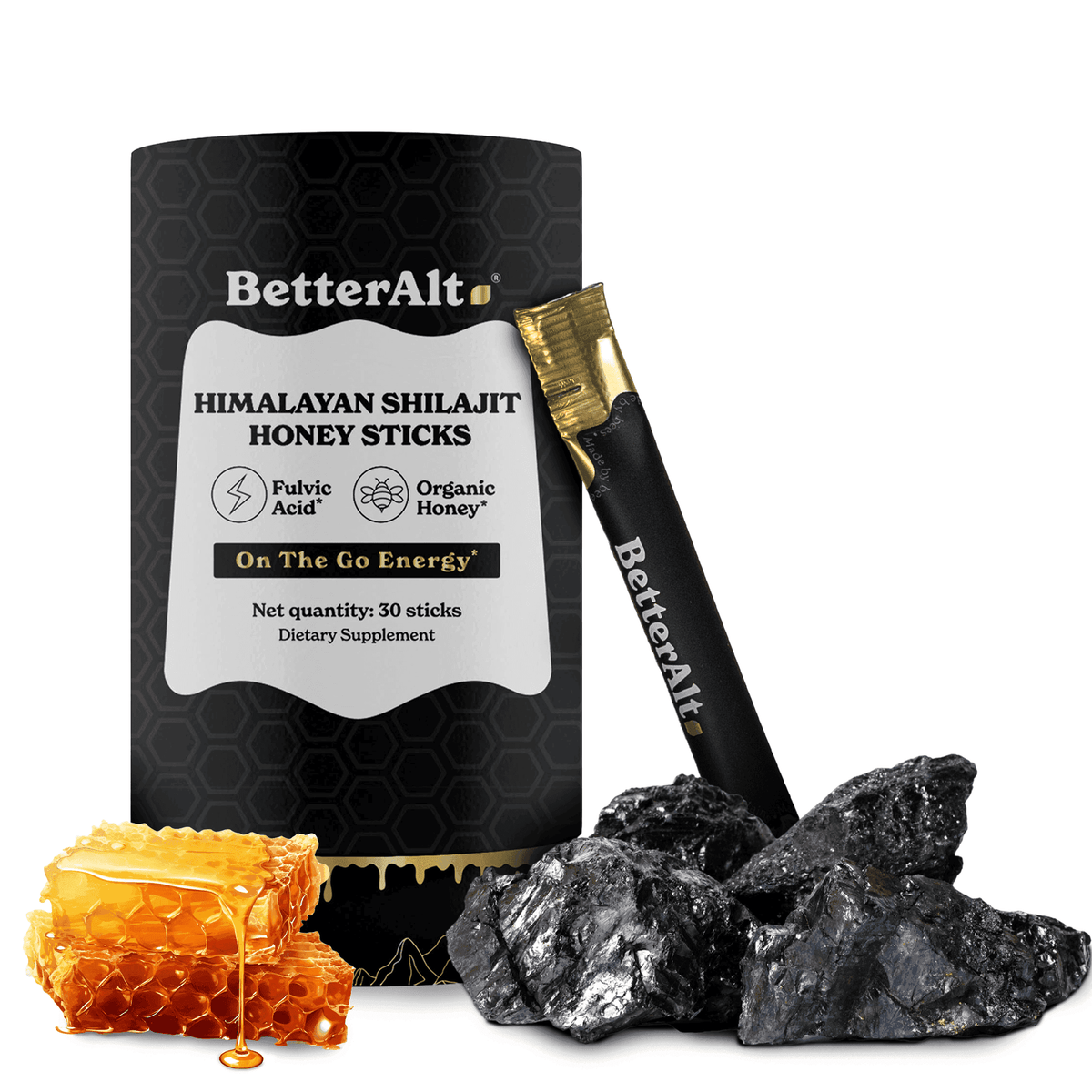 BetterAlt GOLD+ Pure Himalayan Shilajit Honey Sticks (Classic ...