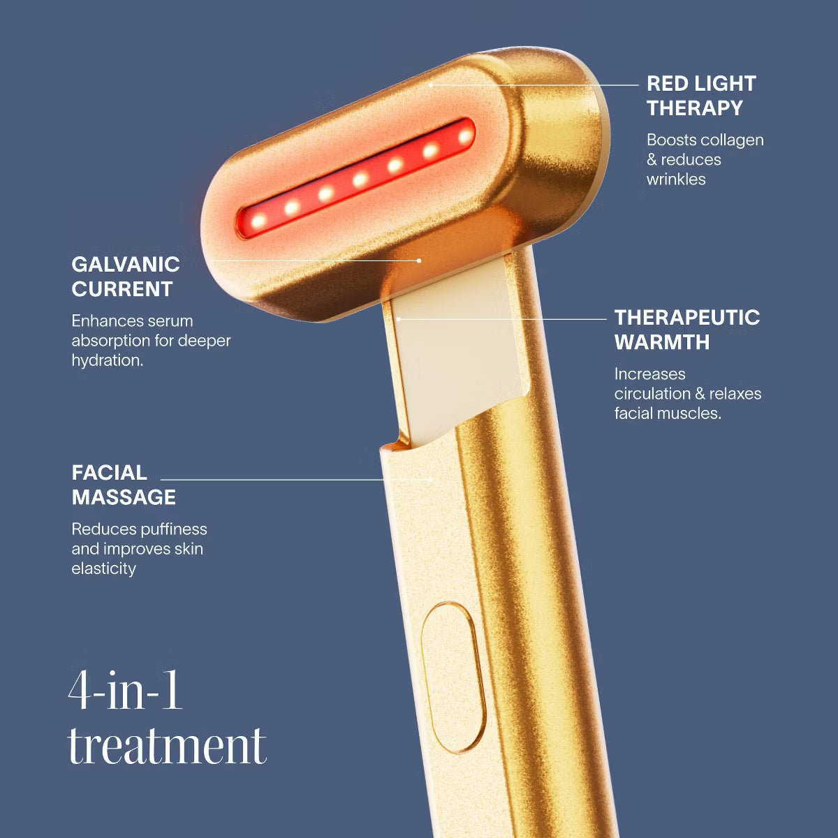 Solawave 4-in-1 Red Light Therapy Skincare Wand (Gold)