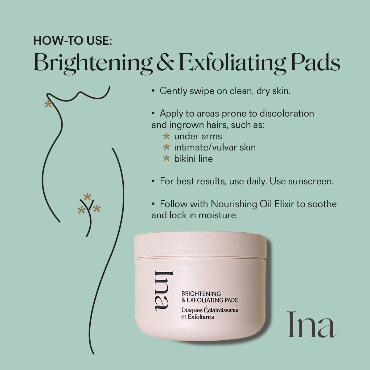 Ina™ Brightening & Exfoliating Pads