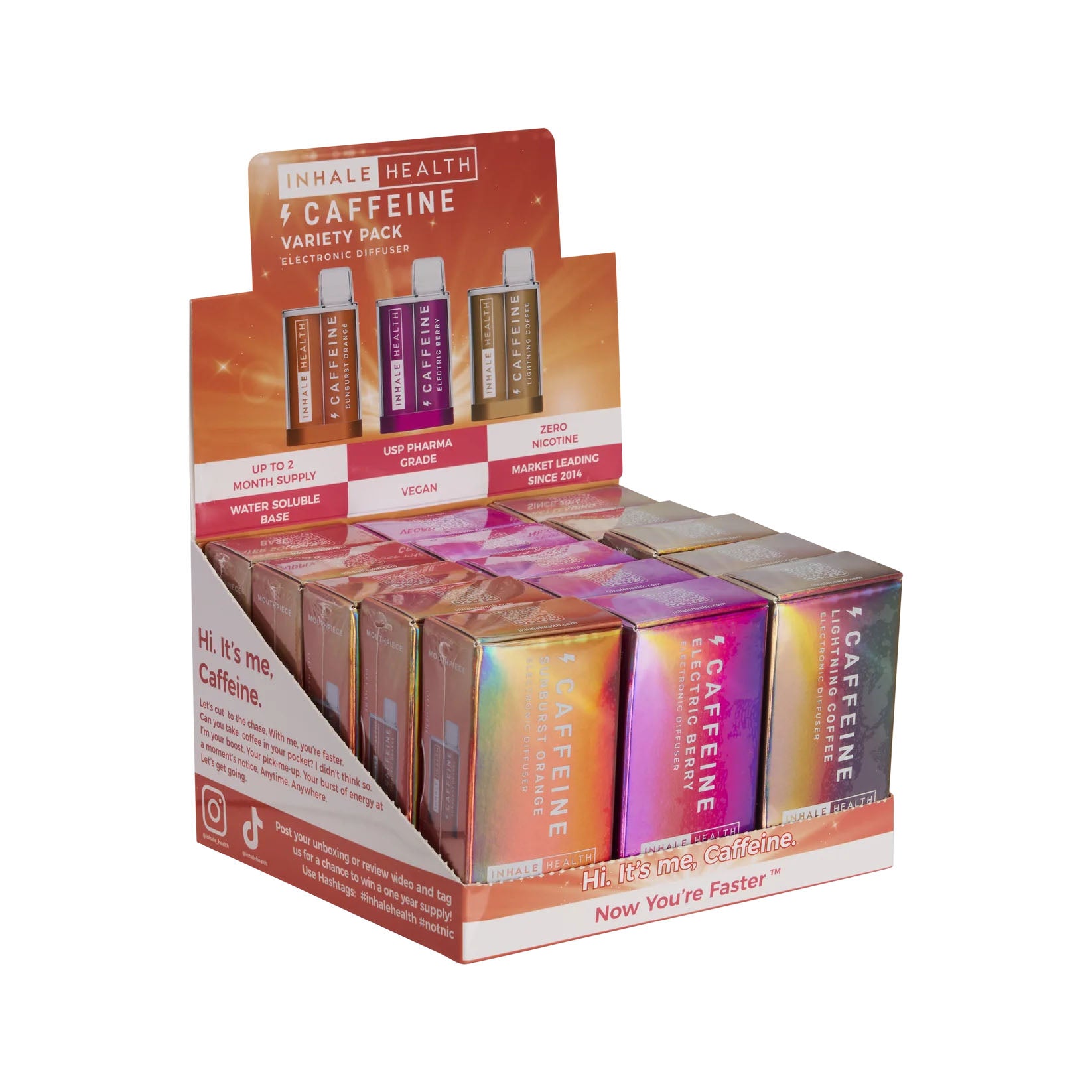 Inhale Health Caffeine Variety Pack (15-Pack Display Box)
