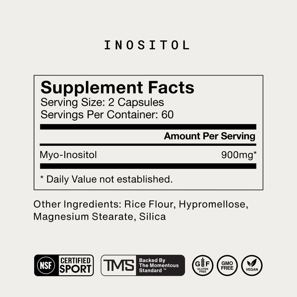 Momentous Myo-Inositol 900 mg, Sleep & Mood Support | 120 Capsules — Supplement Facts and ingredients