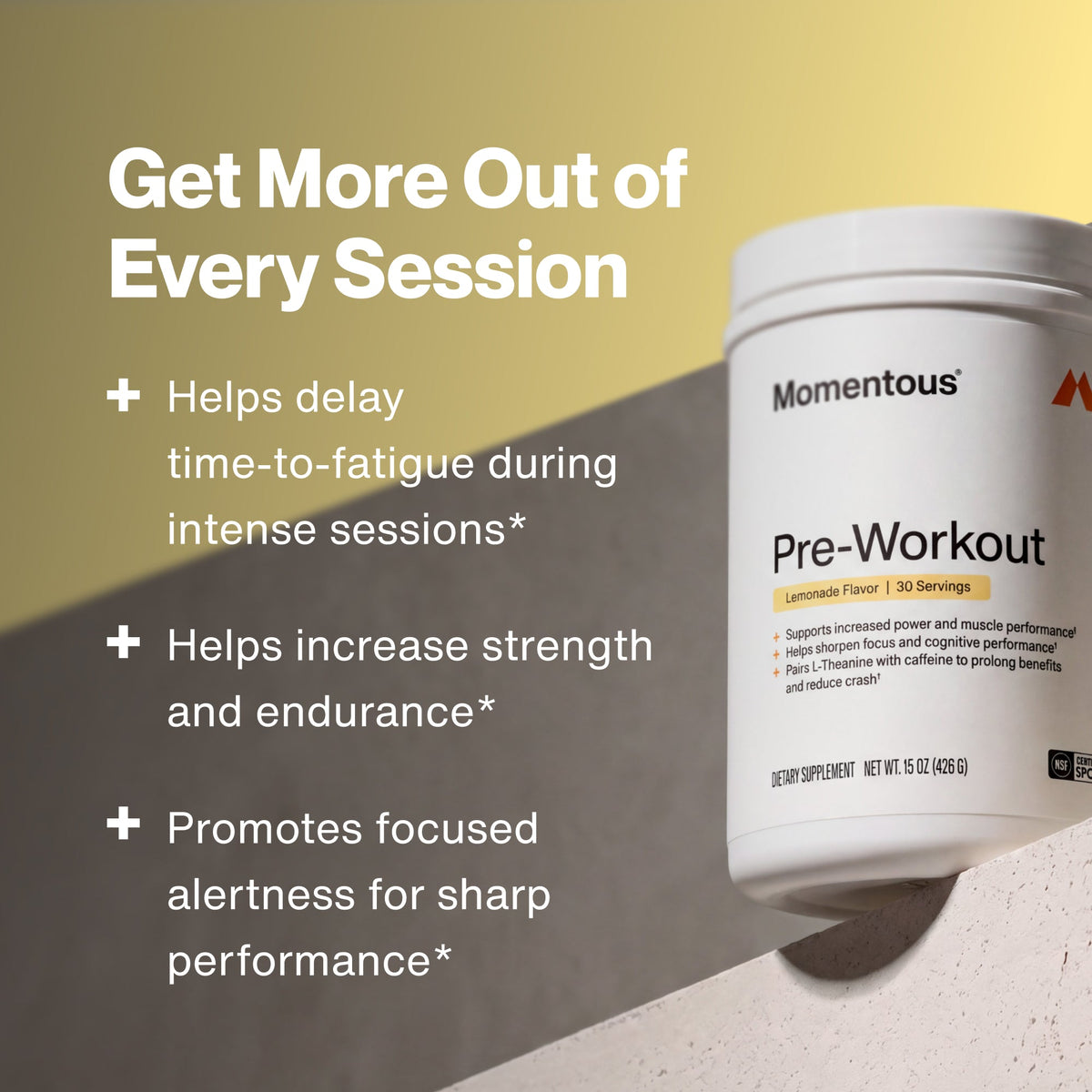 Momentous Pre-Workout Powder | Lemonade, 30 Servings — manufacturer product information