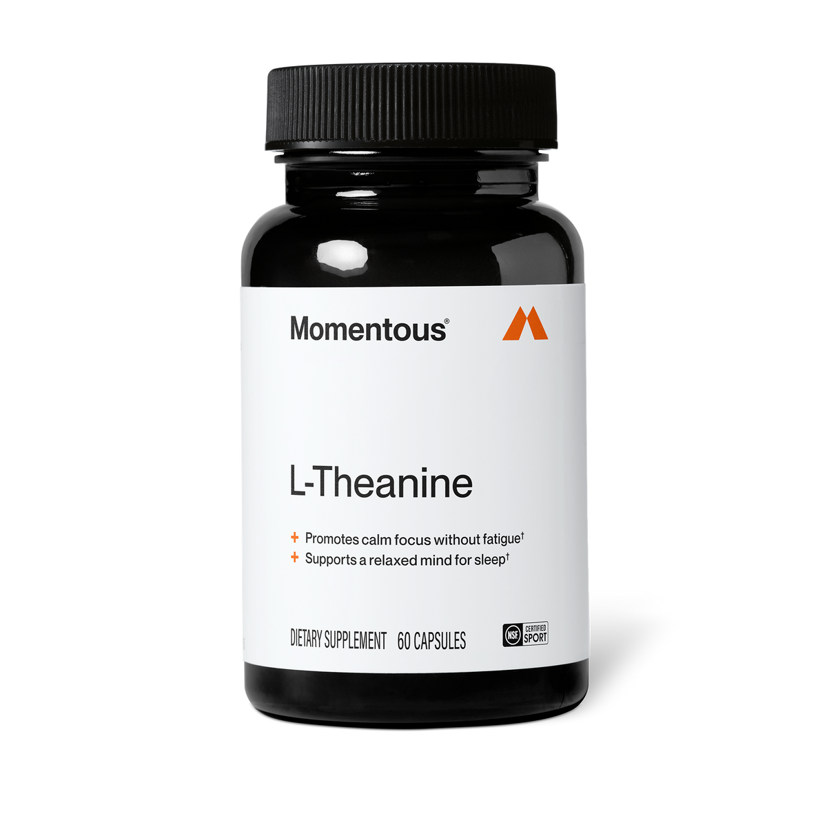 Momentous L-Theanine 200 mg, Calm & Focus Support | 60 Capsules — front product image