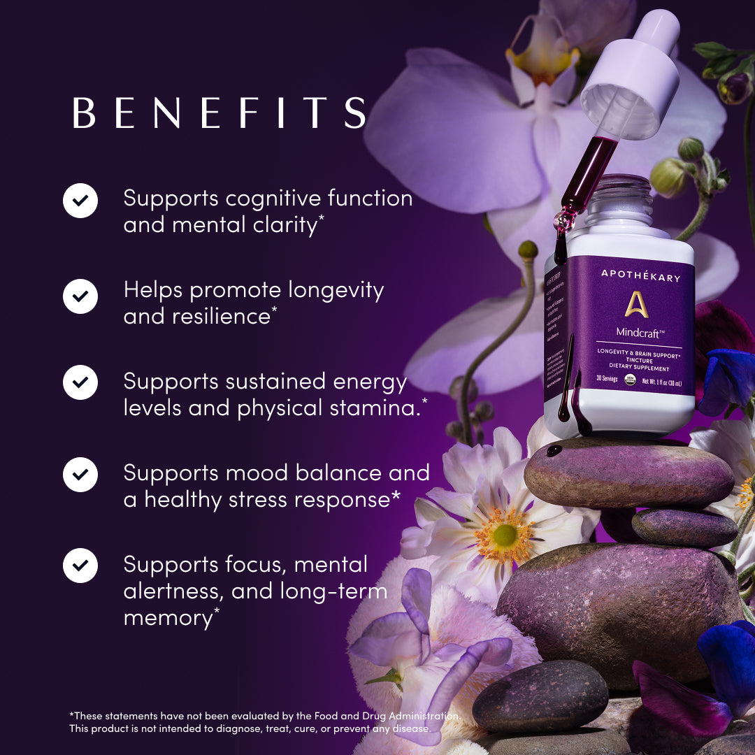 Apothékary Mindcraft™ Longevity & Brain Support Liquid Herbal Drops