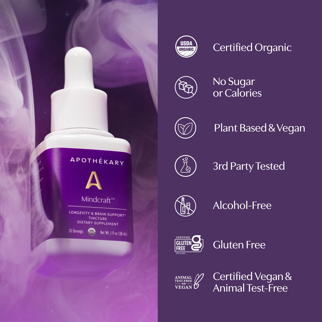 Apothékary Mindcraft™ Longevity & Brain Support Liquid Herbal Drops