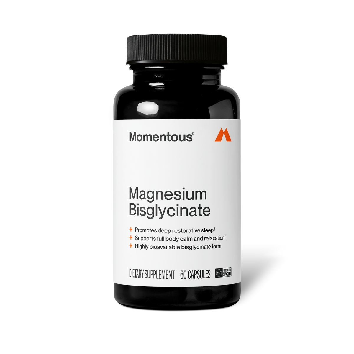 Momentous Magnesium Bisglycinate 200 mg, Sleep & Relaxation Support | 60 Capsules — front product image