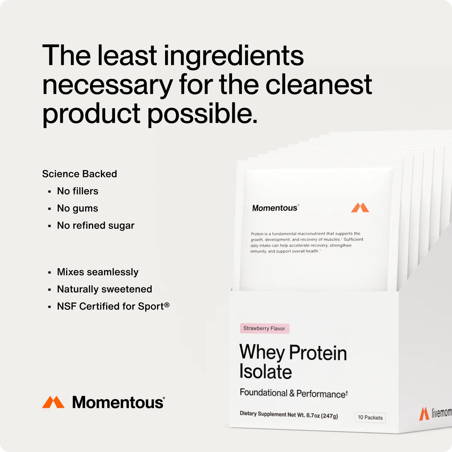 Momentous Grass Fed Whey Protein Isolate (10-Travel Packs)