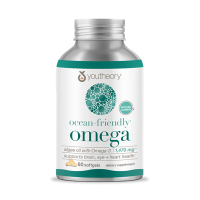 Youtheory® Ocean-Friendly Omega - Vegan Algae Omega 3 Softgel - with EPA & DHA - Heart, Eye & Brain Health