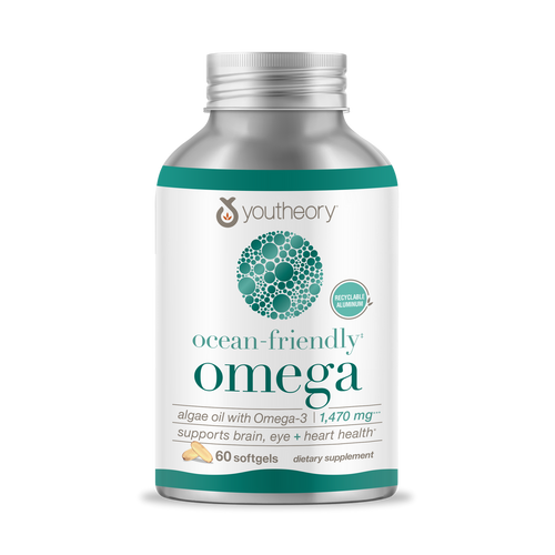 Youtheory® Ocean-Friendly Omega - Vegan Algae Omega 3 Softgel - with EPA & DHA - Heart, Eye & Brain Health