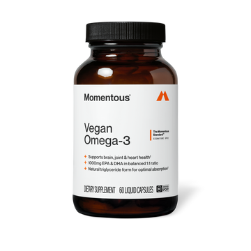 Momentous Vegan Omega-3 1,000 mg EPA + DHA | 60 Liquid Capsules — front product image