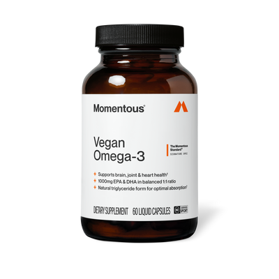 Momentous Vegan Omega-3 1,000 mg EPA + DHA | 60 Liquid Capsules — front product image