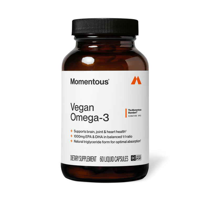 Momentous Vegan Omega-3 1,000 mg EPA + DHA | 60 Liquid Capsules — front product image