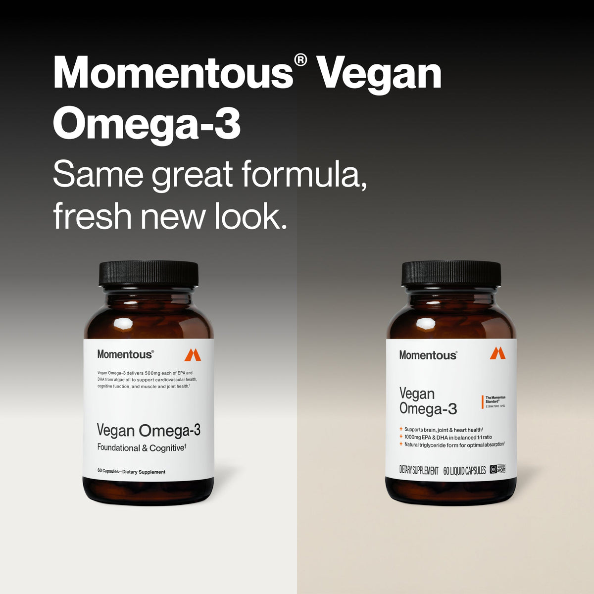 Momentous Vegan Omega-3 1,000 mg EPA + DHA | 60 Liquid Capsules — manufacturer product information