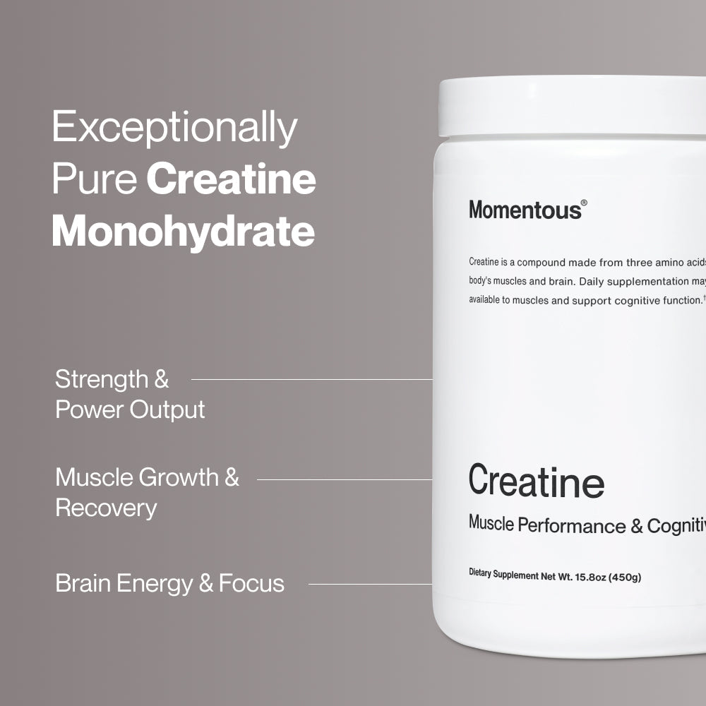 Momentous Creatine Monohydrate Powder (90 Serving Jar) - NSF Certified For Sport