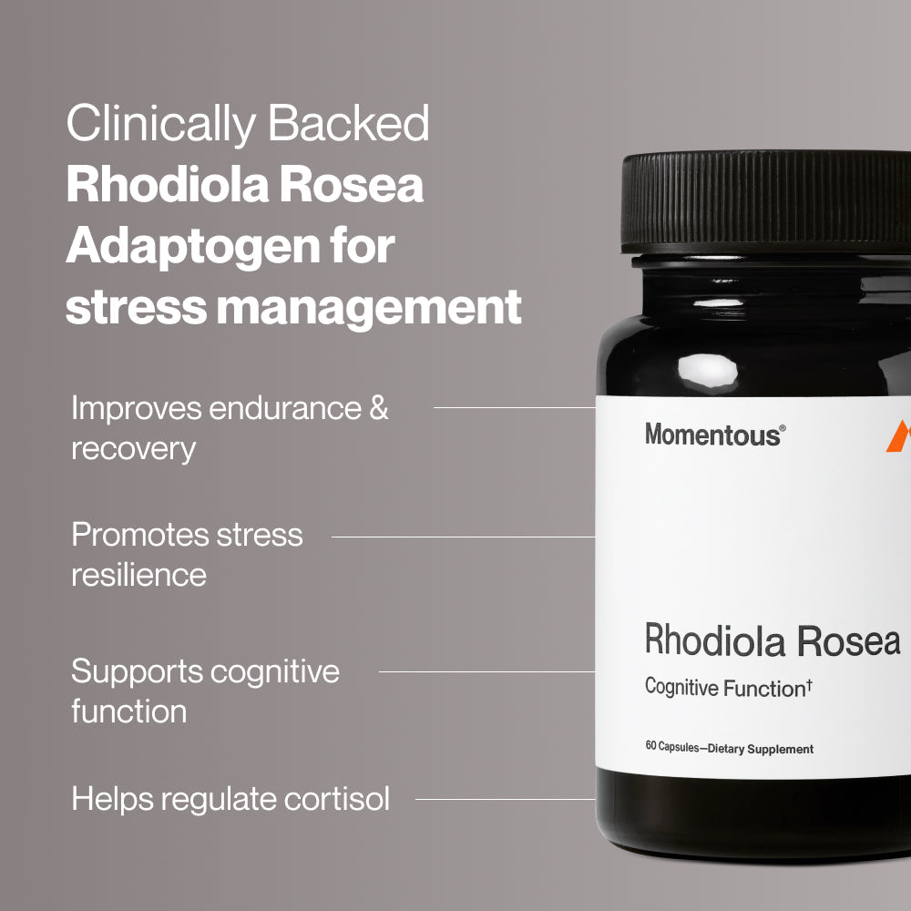 Momentous Rhodiola Rosea 100 mg, Stress & Energy Support | 60 Capsules — manufacturer product information