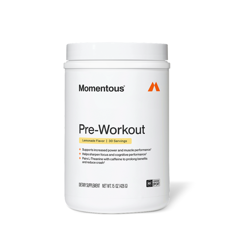 Momentous Pre-Workout Powder | Lemonade, 30 Servings — front product image