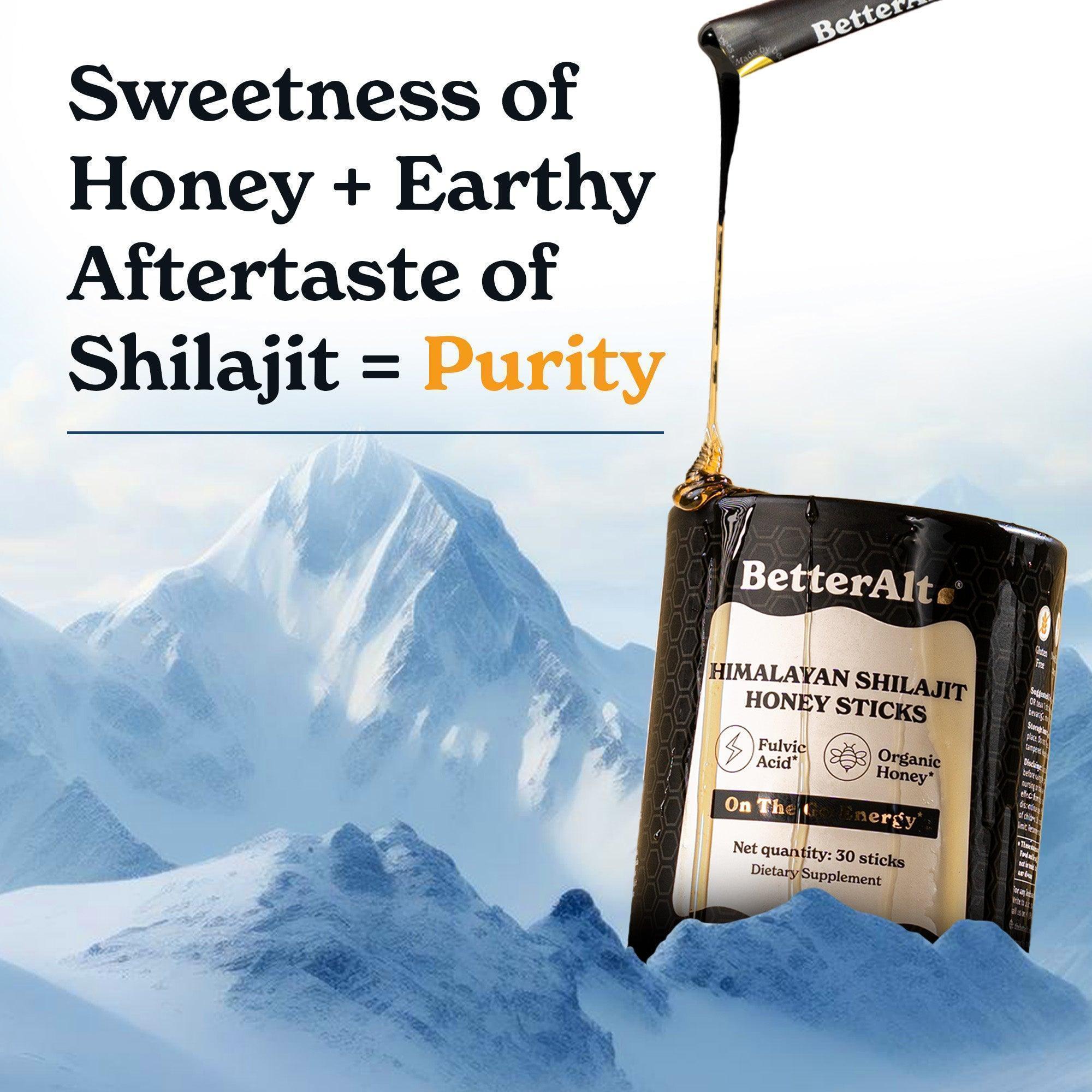 BetterAlt GOLD+ Pure Himalayan Shilajit Honey Sticks (Classic)