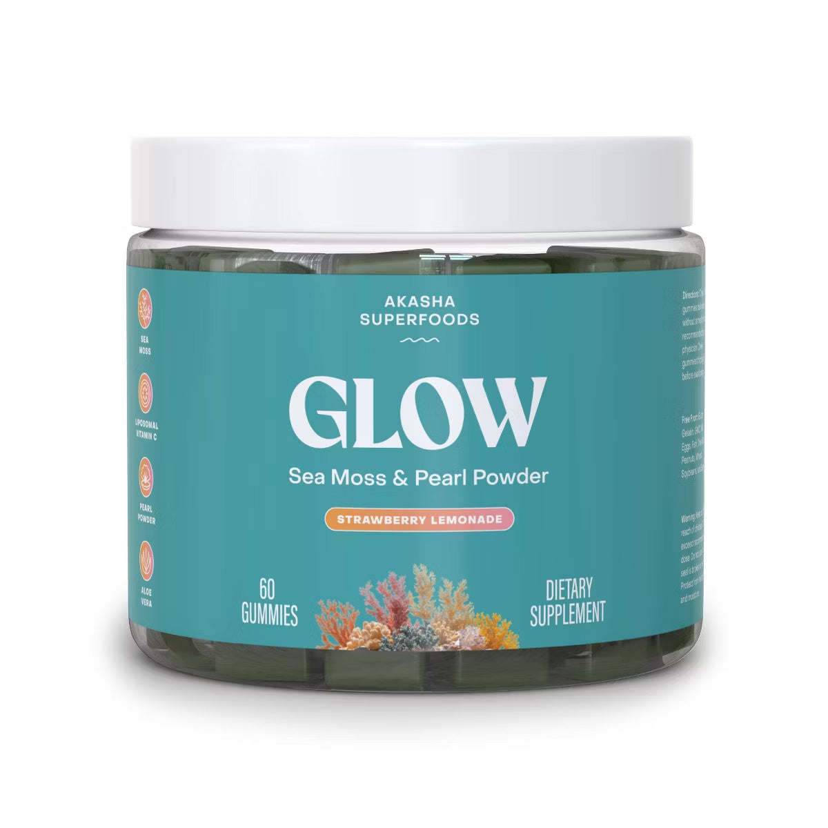 Akasha Superfoods GLOW Sea Moss & Pearl Powder Gummies