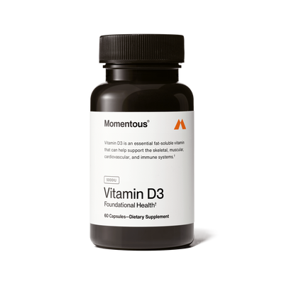 Momentous Vitamin D3 5000 IU, Bone & Immune Support | 60 Capsules — front product image