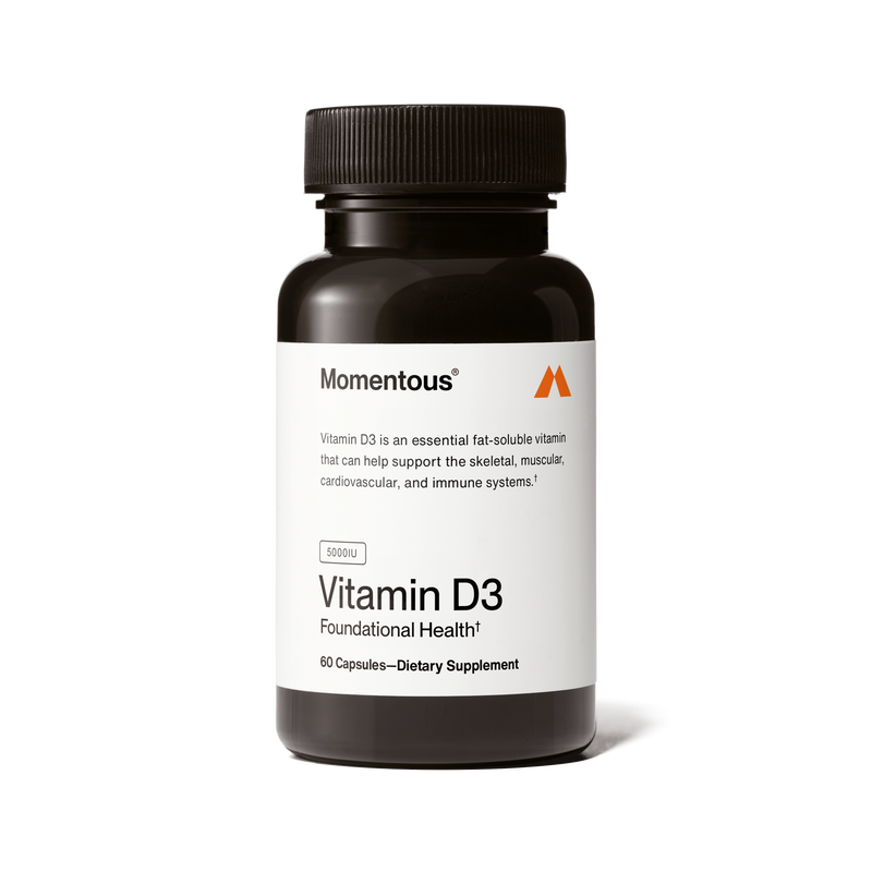Momentous Vitamin D3 5000 IU, Bone & Immune Support | 60 Capsules — front product image