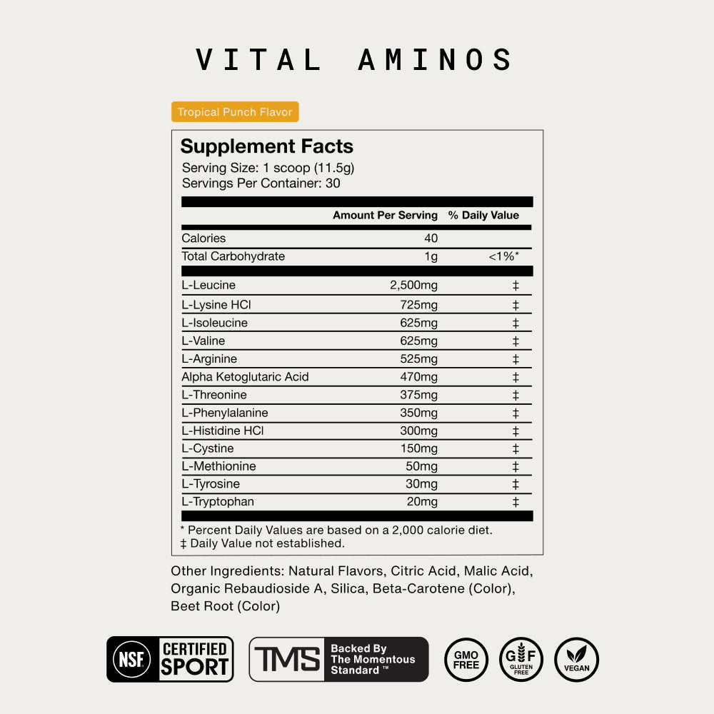 Momentous Vital Aminos Essential Amino Acids | Tropical Punch, 30 Servings — Vital Aminos SupplementFacts.jpg