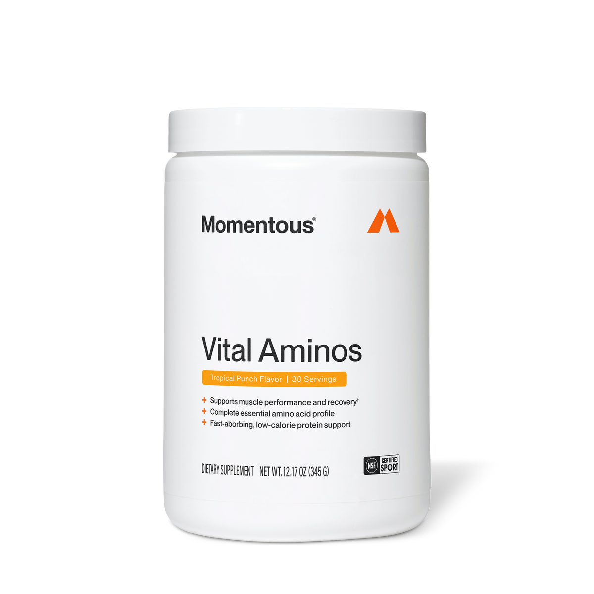 Momentous Vital Aminos Essential Amino Acids | Tropical Punch, 30 Servings — front product image