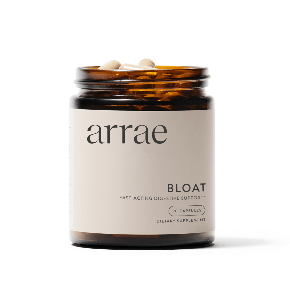 Arrae Bloat 90 capsule bottle — alternate packaging view