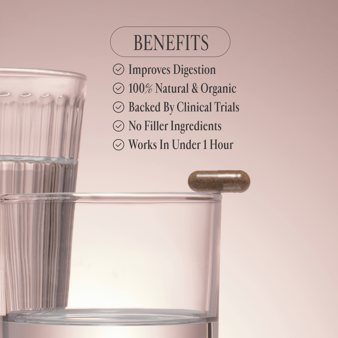 Arrae Bloat capsule with drinking glasses