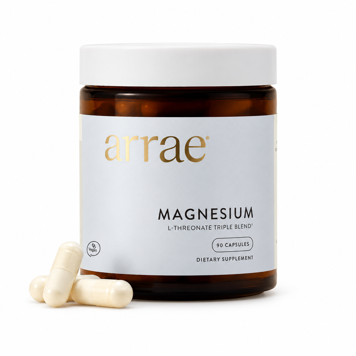 Arrae Full Spectrum Magnesium, 90 Capsules on white background