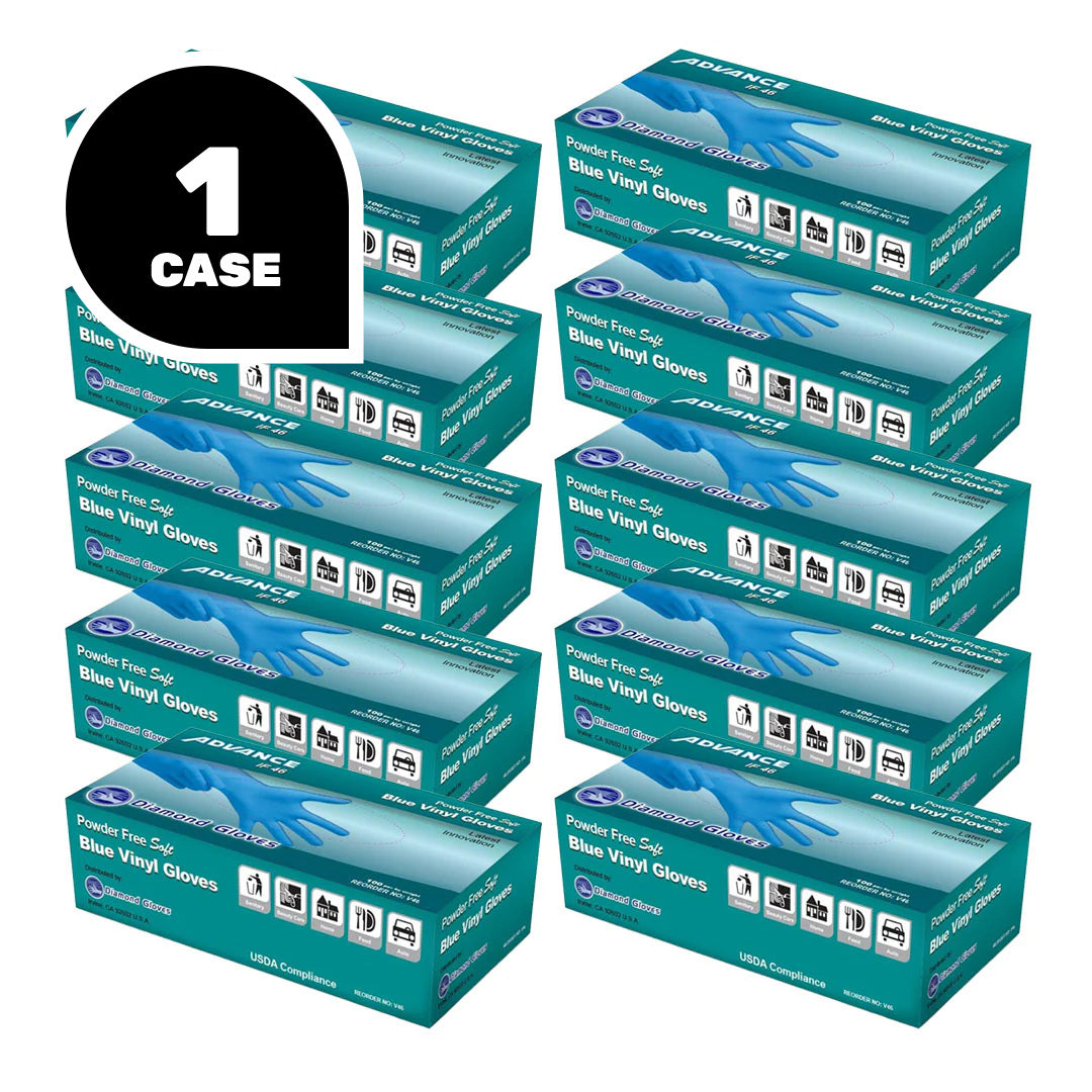 Diamond Gloves IF46 Industrial Powder Free Blue Vinyl Gloves