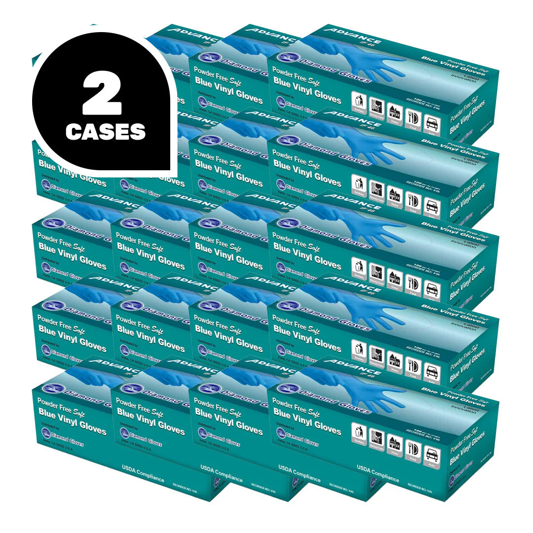 Diamond Gloves IF46 Industrial Powder Free Blue Vinyl Gloves