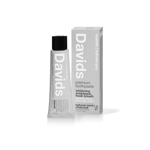 Davids Travel Size Premium Toothpaste (Charcoal+Peppermint)(1.75 oz)