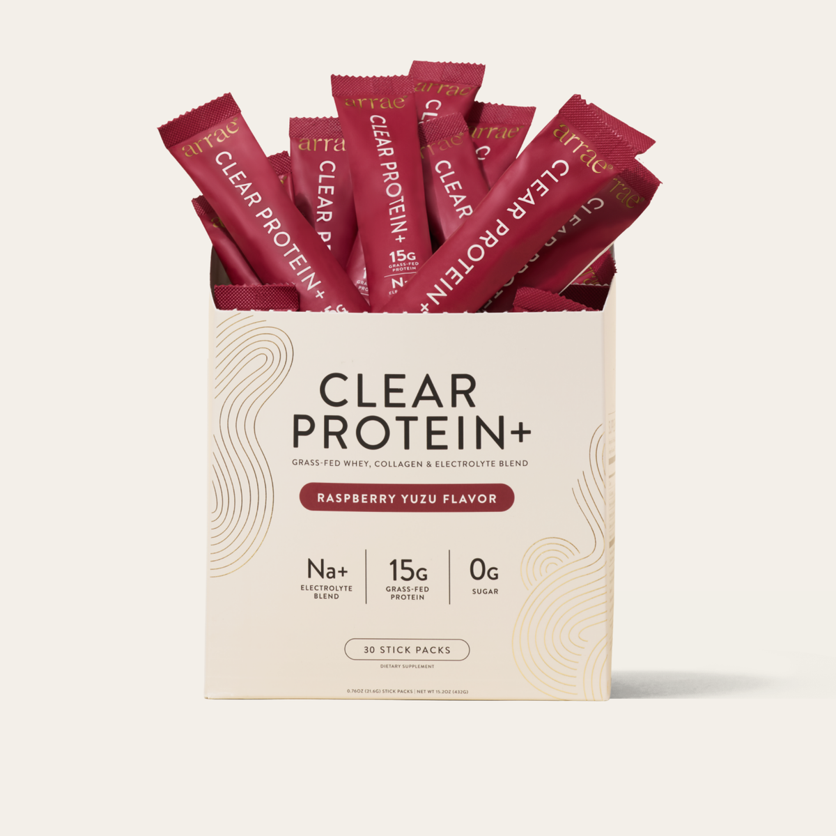 Arrae Clear Protein+ – Raspberry Yuzu, 30 Stick Packs — product view