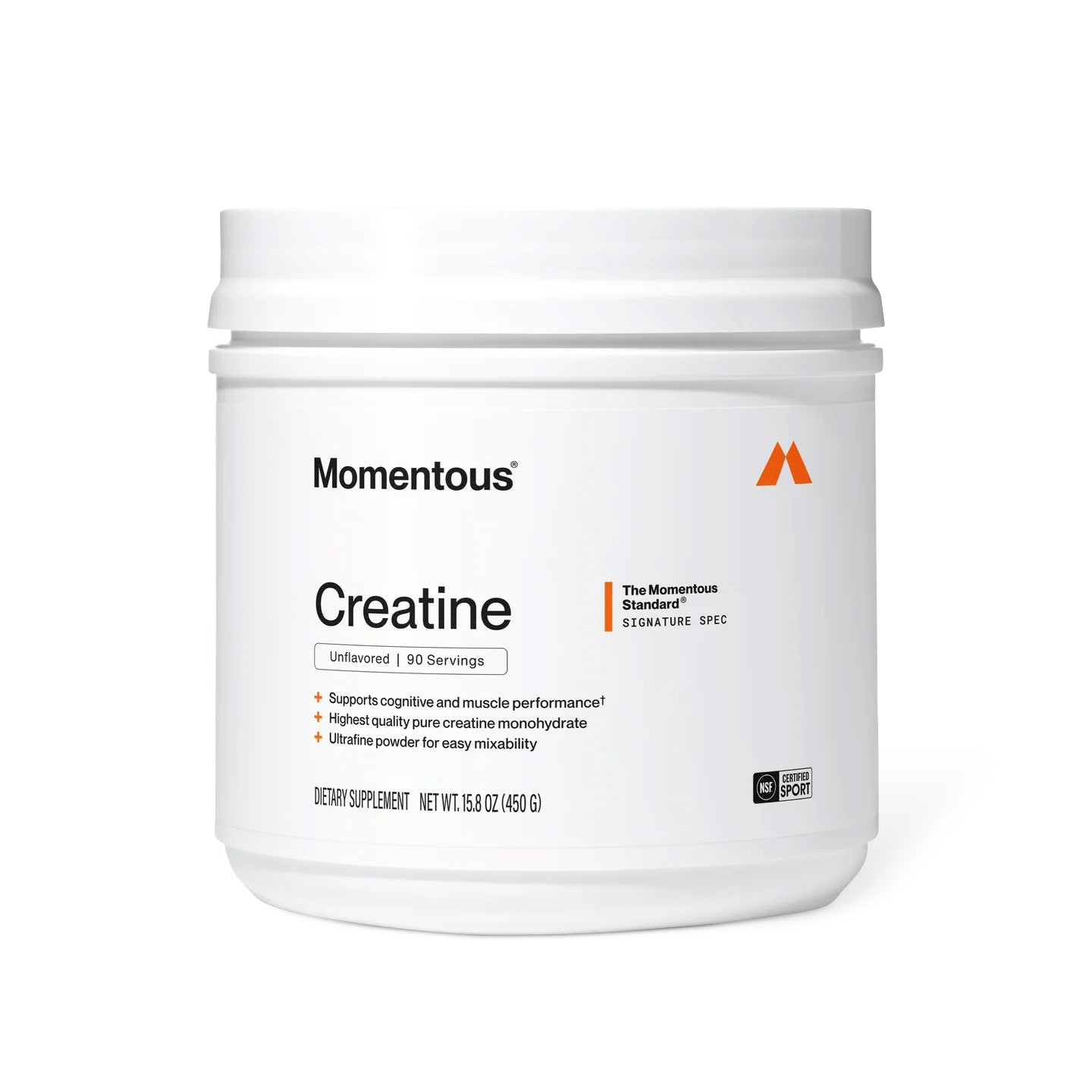 Momentous Creatine Monohydrate Powder (90 Serving Jar) - NSF Certified For Sport