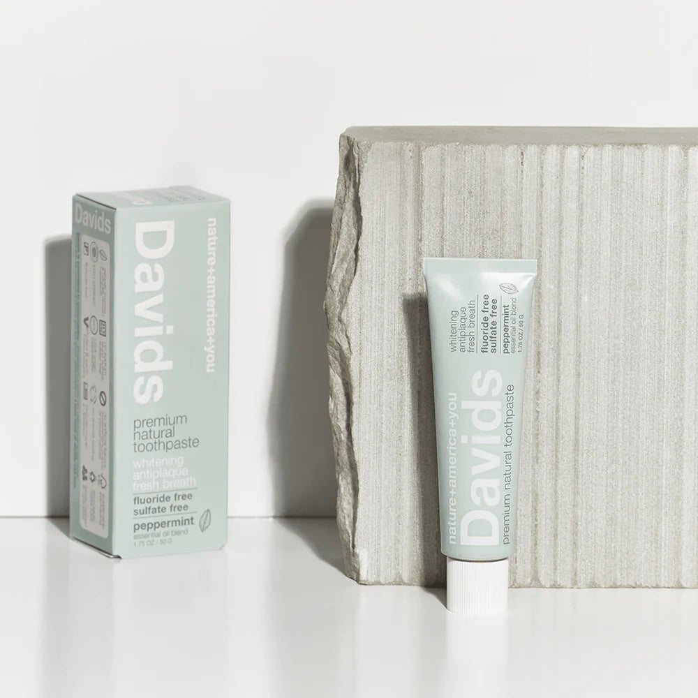 Davids Whitening+ Antiplaque Travel Size Premium Toothpaste (Peppermint) (1.75 oz)