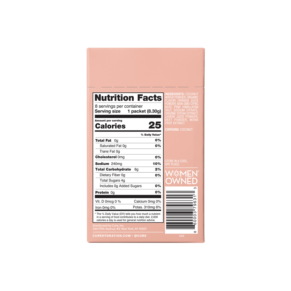Cure Hydration Grapefruit — product packaging and ingredients