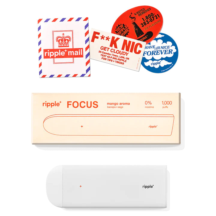ripple+ Focus - Zero Nicotine Mango Puffs | Portable Aromatherapy Diffuser Pen | 1,000 Puffs | Organic + Vegan-Friendly ripple+ Focus - Zero Nicotine Mango Puffs | Portable Aromatherapy Diffuser Pen | 1,000 Puffs | Organic + Vegan-Friendly