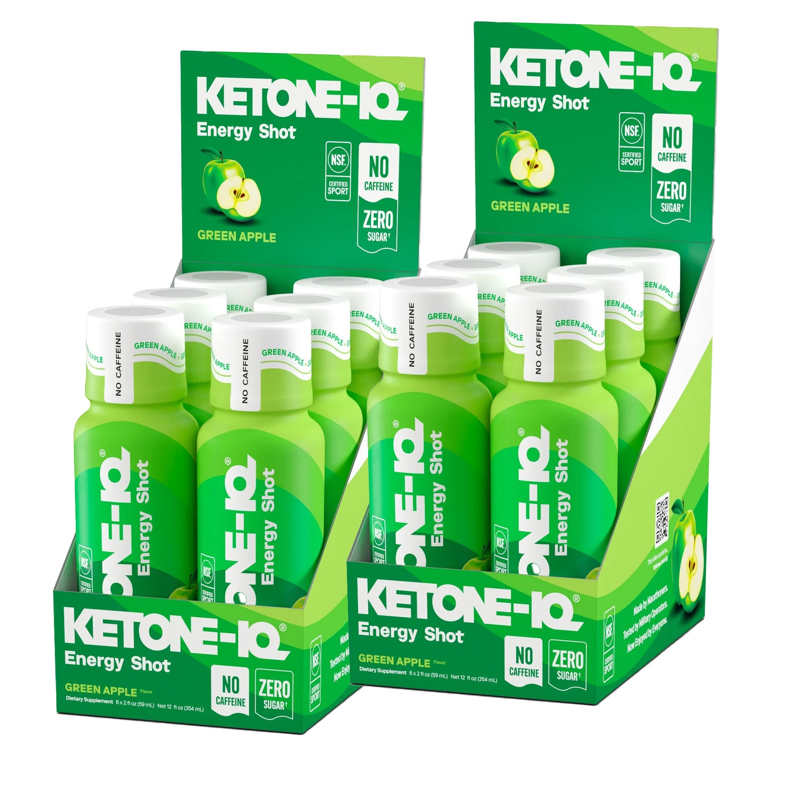 Ketone-IQ No Caffeine High Performance Energy Shot (Green Apple)