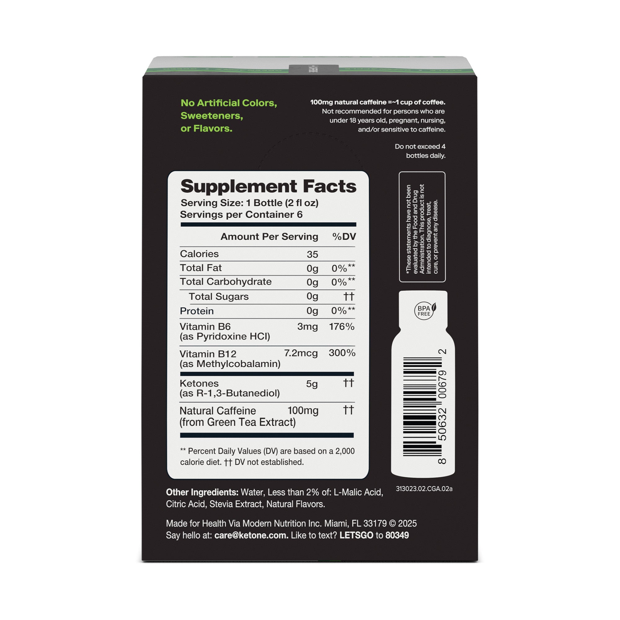 Ketone-IQ +Caffeine High Performance Energy Shot (Green Apple)