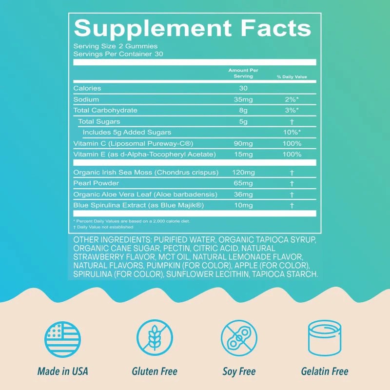 Akasha Superfoods GLOW Sea Moss & Pearl Powder Gummies