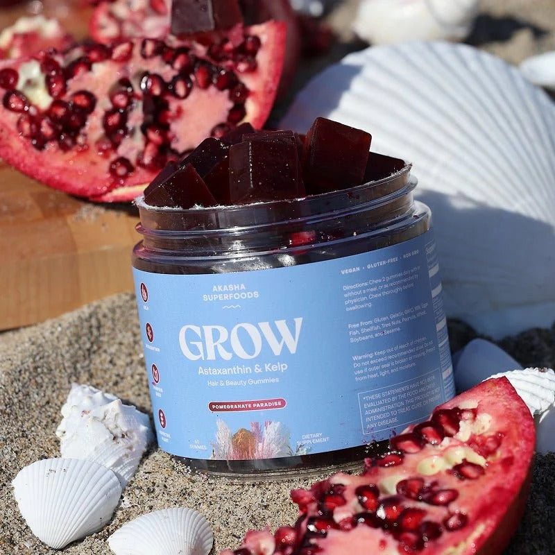 Akasha Superfoods GROW Astaxanthin & Kelp Hair & Beauty Gummies