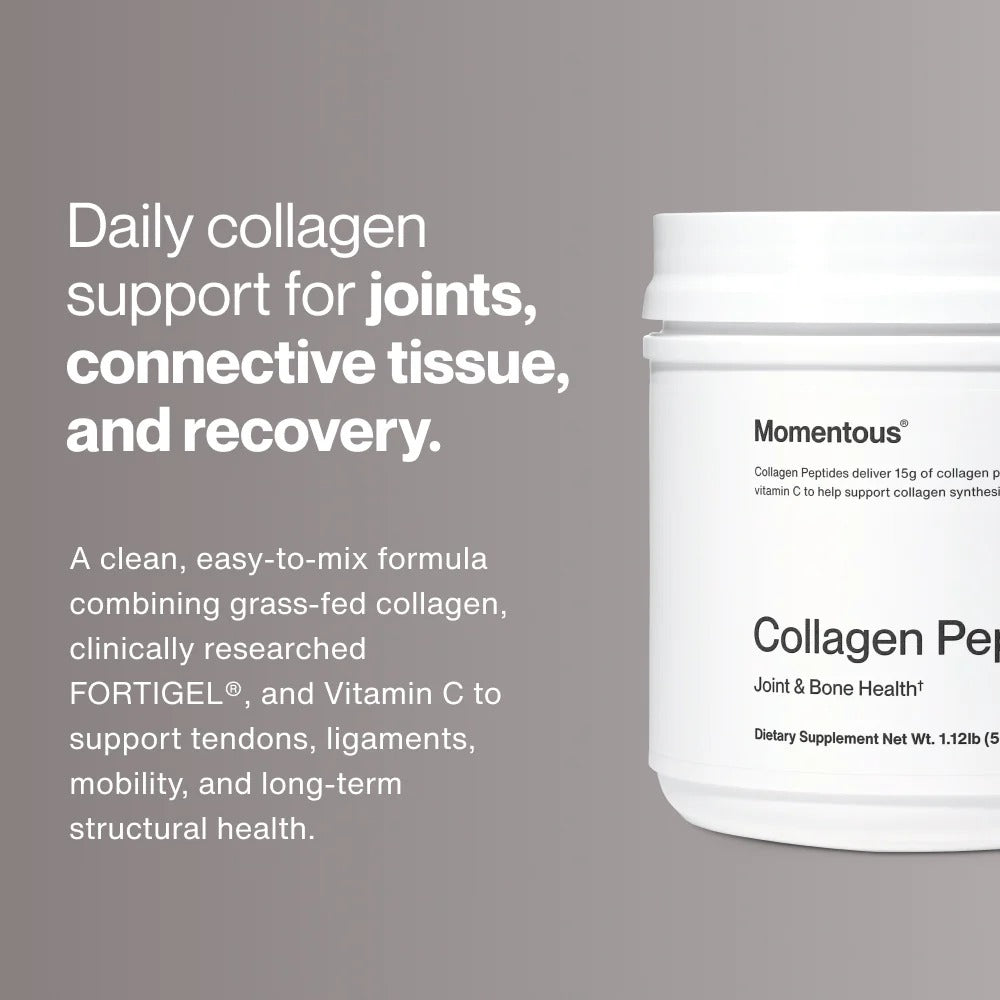 Momentous Grass-Fed Collagen Peptides (30 Serving Jar) - NSF Certified For Sport