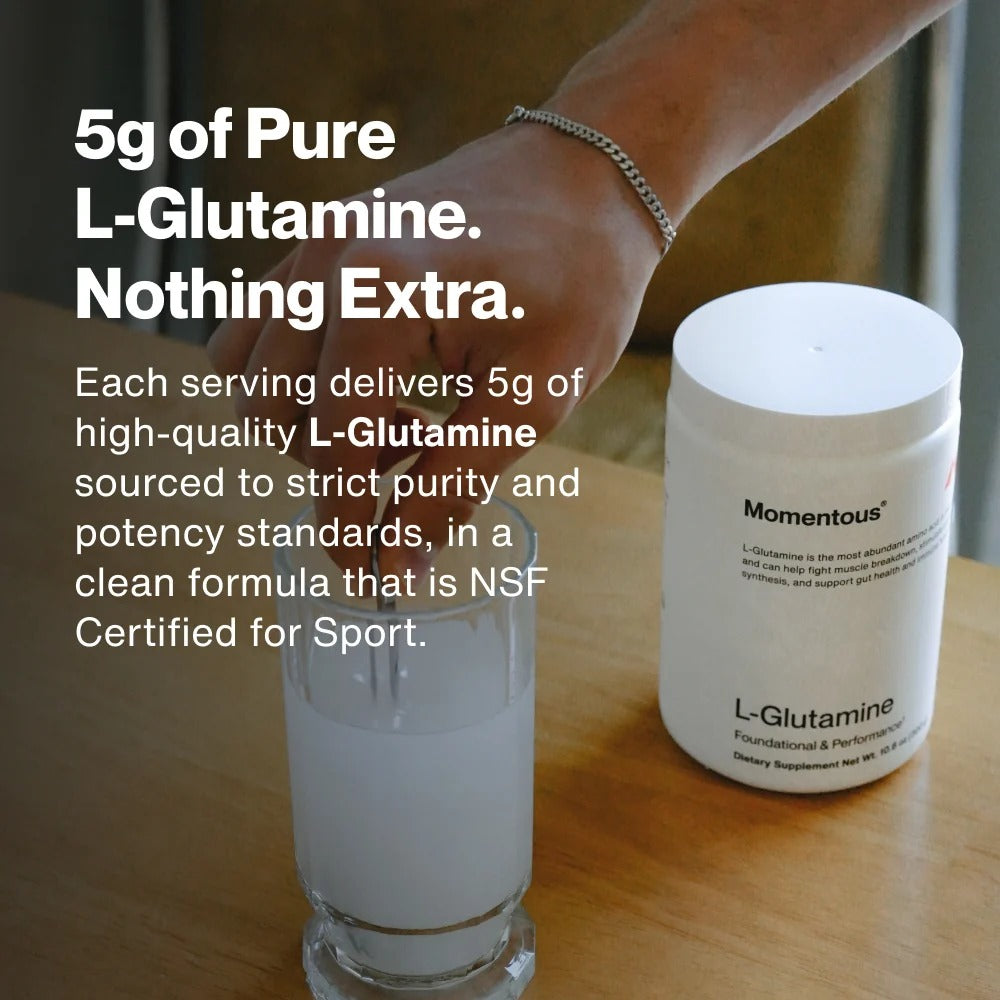 Momentous L-Glutamine Powder 5g, Gut & Recovery Support | 60 Servings