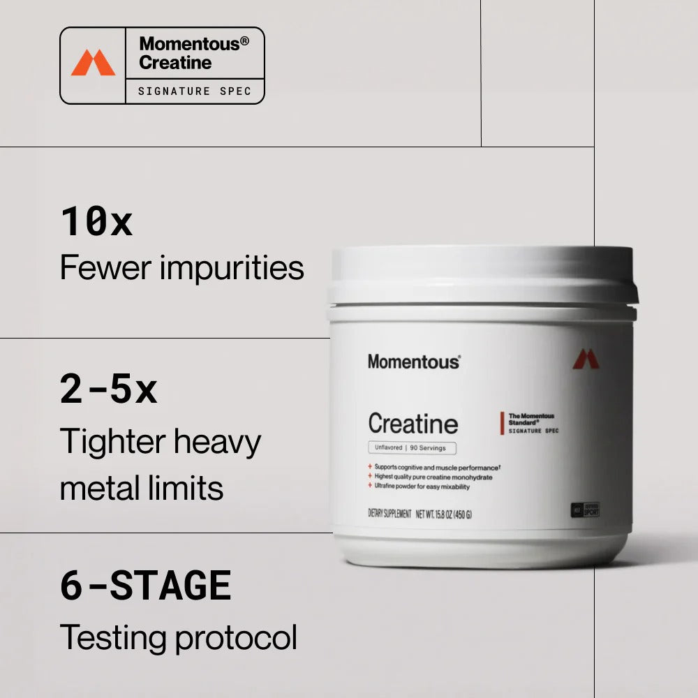 Momentous Creatine Monohydrate Powder (90 Serving Jar) - NSF Certified For Sport