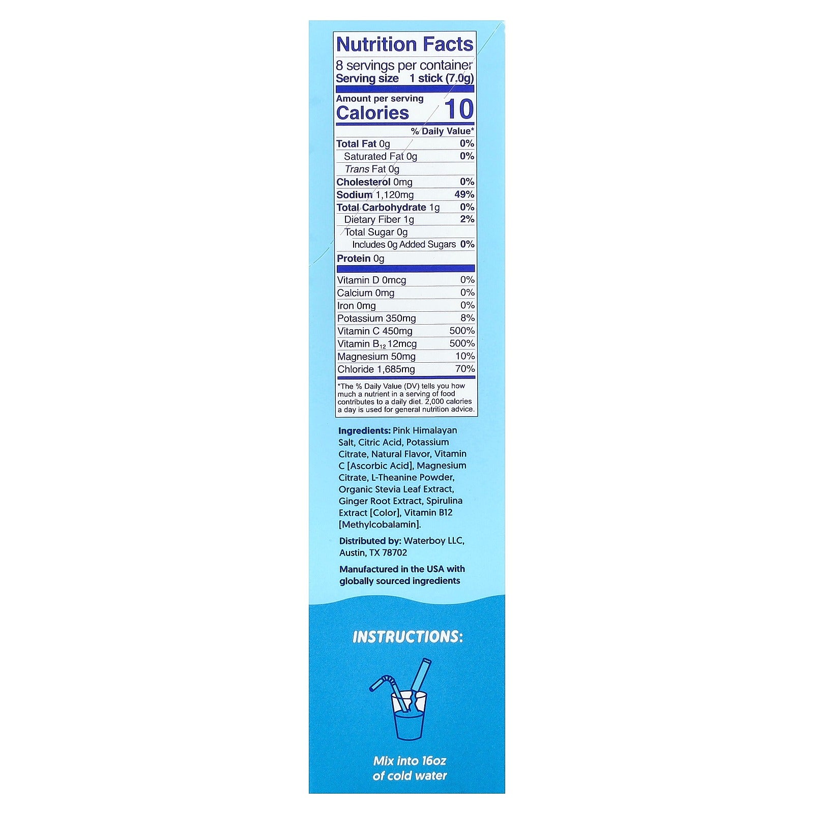 Waterboy Weekend Recovery Electrolyte Drink Mix - 8 Sticks (Blue Raspberry)