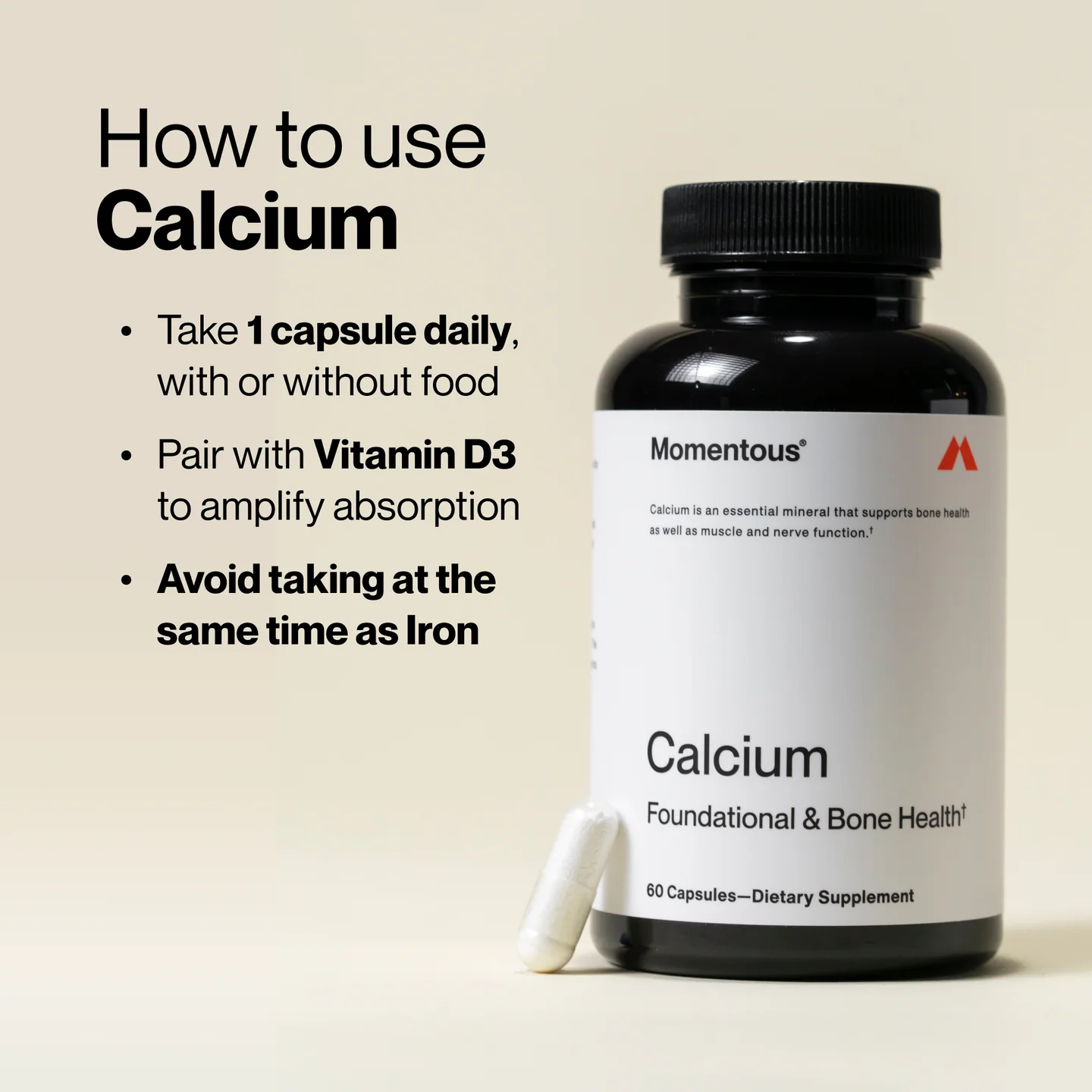 Momentous Calcium 250mg with DimaCal, Bone & Muscle Support | 60 Capsules