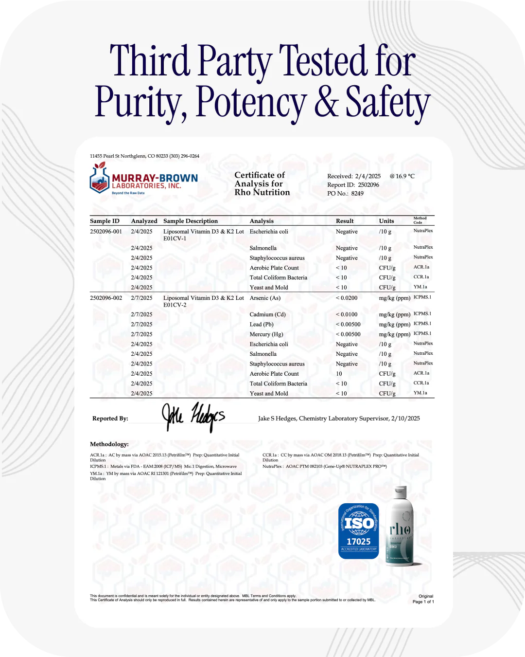 Rho Nutrition Liposomal D3K2 (30 Servings)